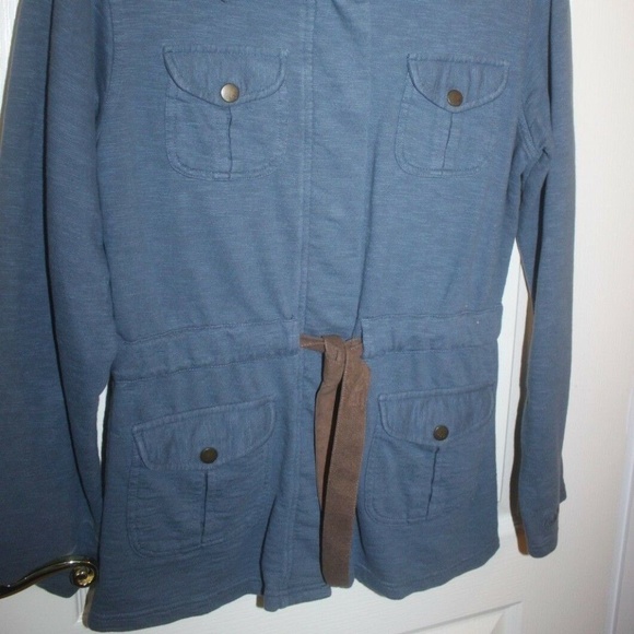 Cabela's lightweight jacket Heather blue snap closure brown suede trim SMALL…EUC - Picture 5 of 8